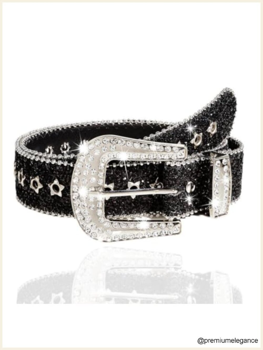 Rhinestone Belt with Metal Buckle Y2K Cowgirl Star Belt for Women Jeans
